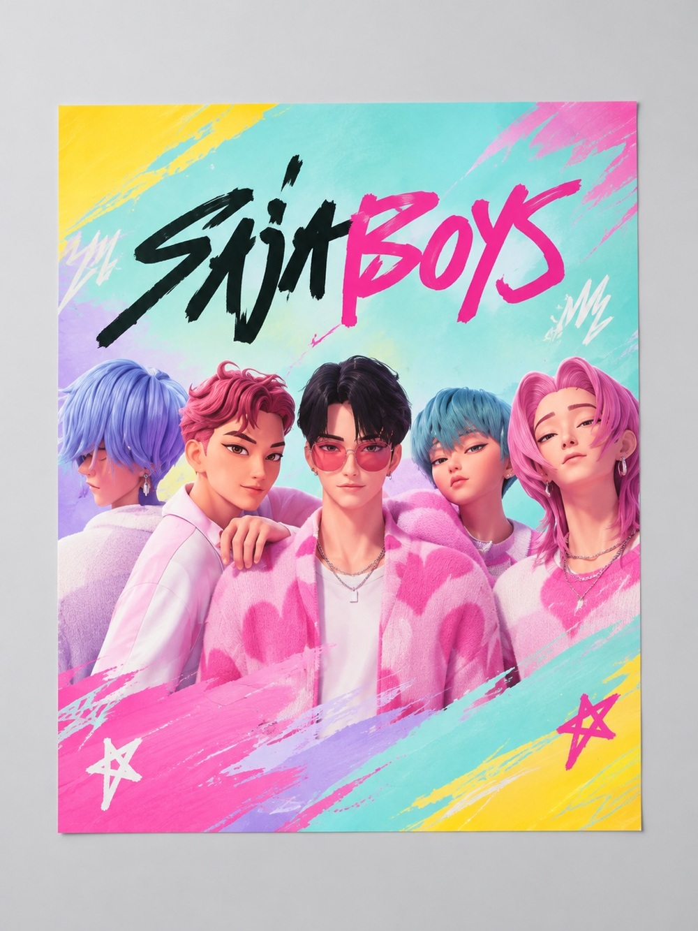 KPOP Demon Hunters Saja Boys Wall Poster – Rolled & Wrapped – Approx. 22.375” ×